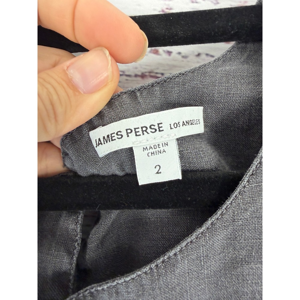 James Perse 100% Linen Gray Sleeveless Tunic Top Size 2 M Minimalist - Picture 3 of 5